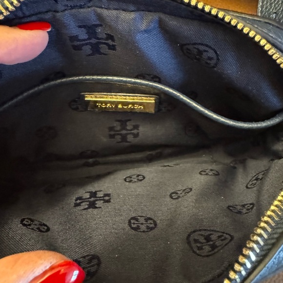 Tory Burch, navy blue pebbled leather belt bag with tassel accent - Picture 8 of 10